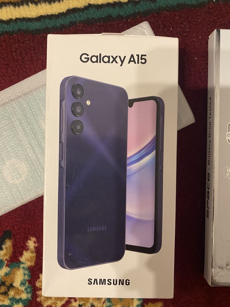 Samsung A15 запечатный, жаңа телефон+стекло