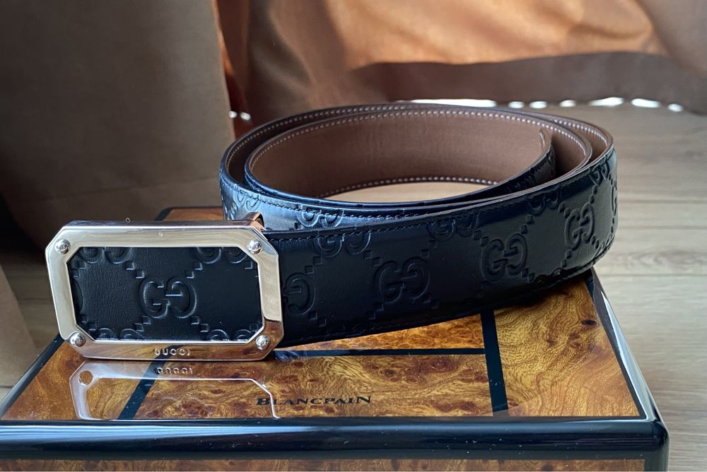 Оригинал ремень Gucci Signature 403941 CWC0N с прямоугольной пряжкой