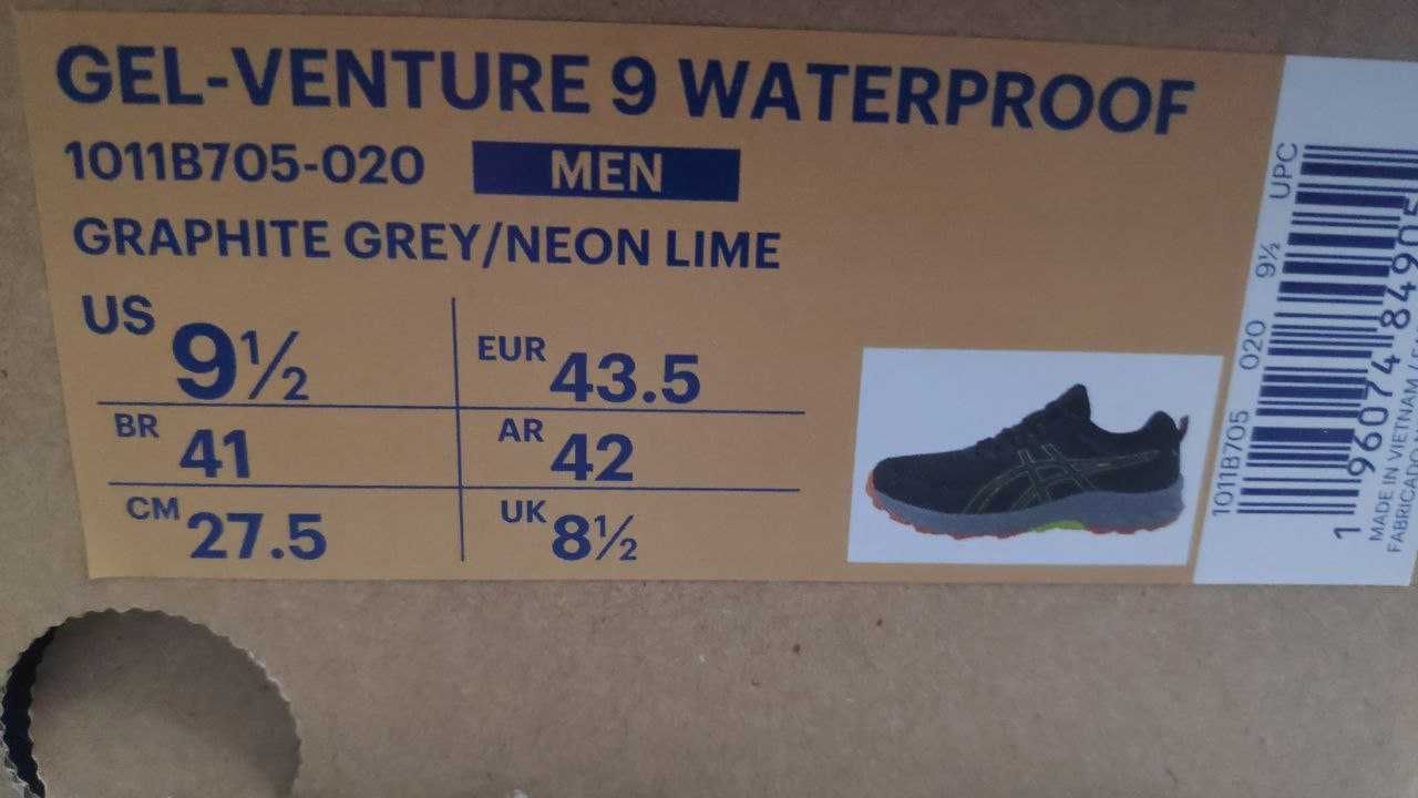 Новые кросы ASICS Gel-Venture 9 WATERPROOF Mуж/43.5/водонепр-ые/Демисе