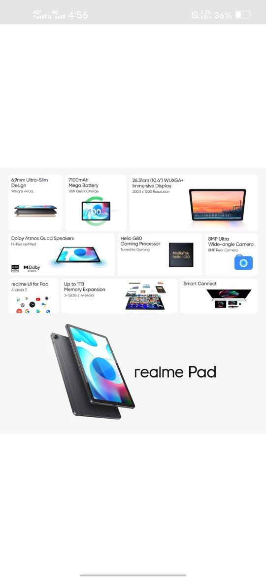 Relme pad battery 7100 mah ,,Размер экрана 10,5 дюймов