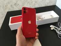 Iphone 11 красный цвет память 64гб каробка зарядчик есть