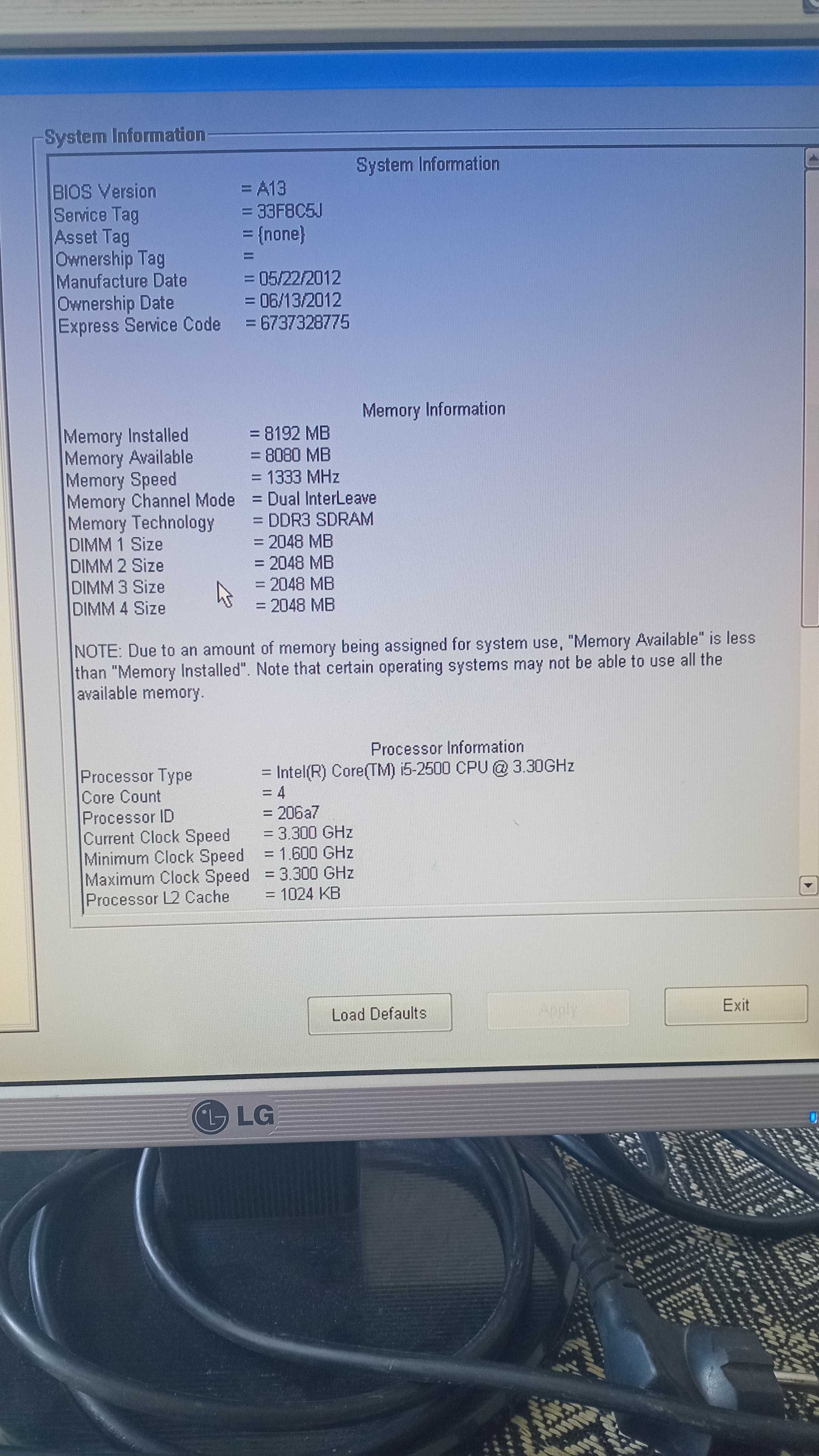 Системный блок Core i-5 2500 CPU 3.3GHz / 8 / 500