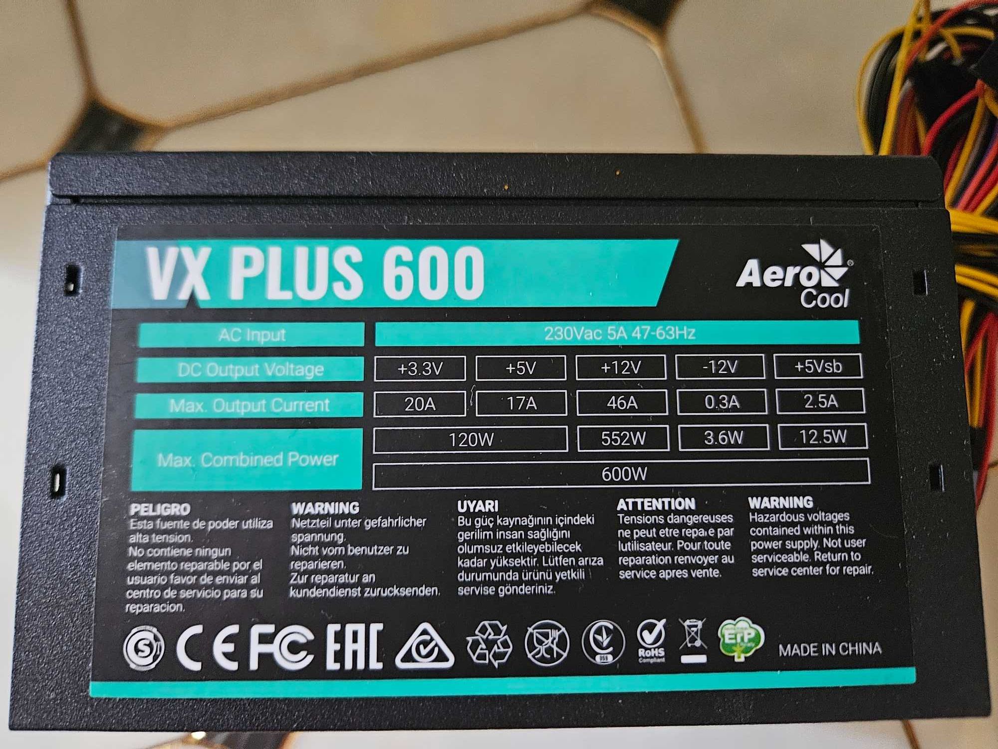 Блок питания Aerocool vx plus 600