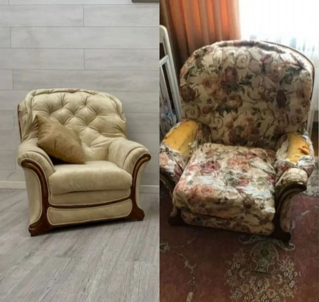 Перетяжка мягкой мебели и реставрация