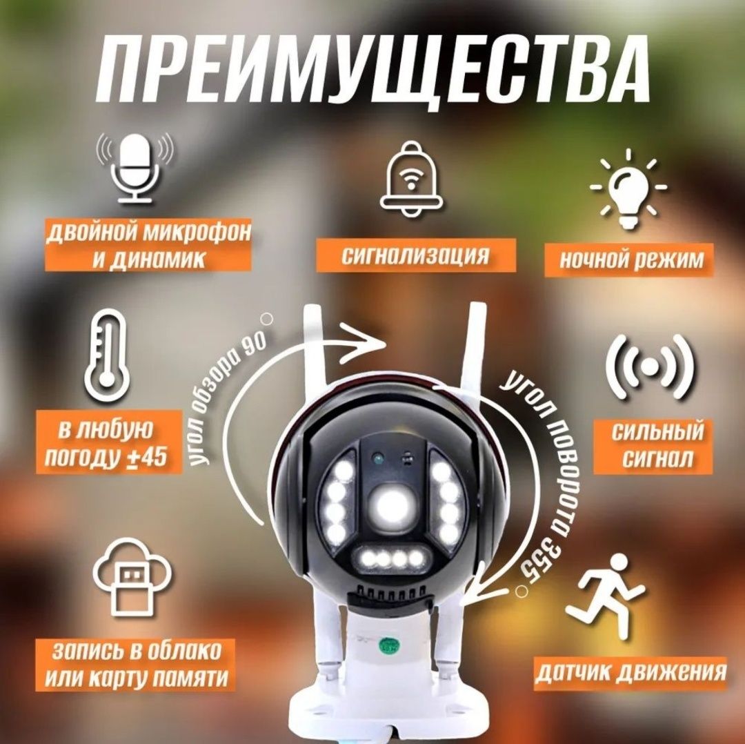 Видеокамера 4G,поворотная IP,с датчиком движения и сигнализацией