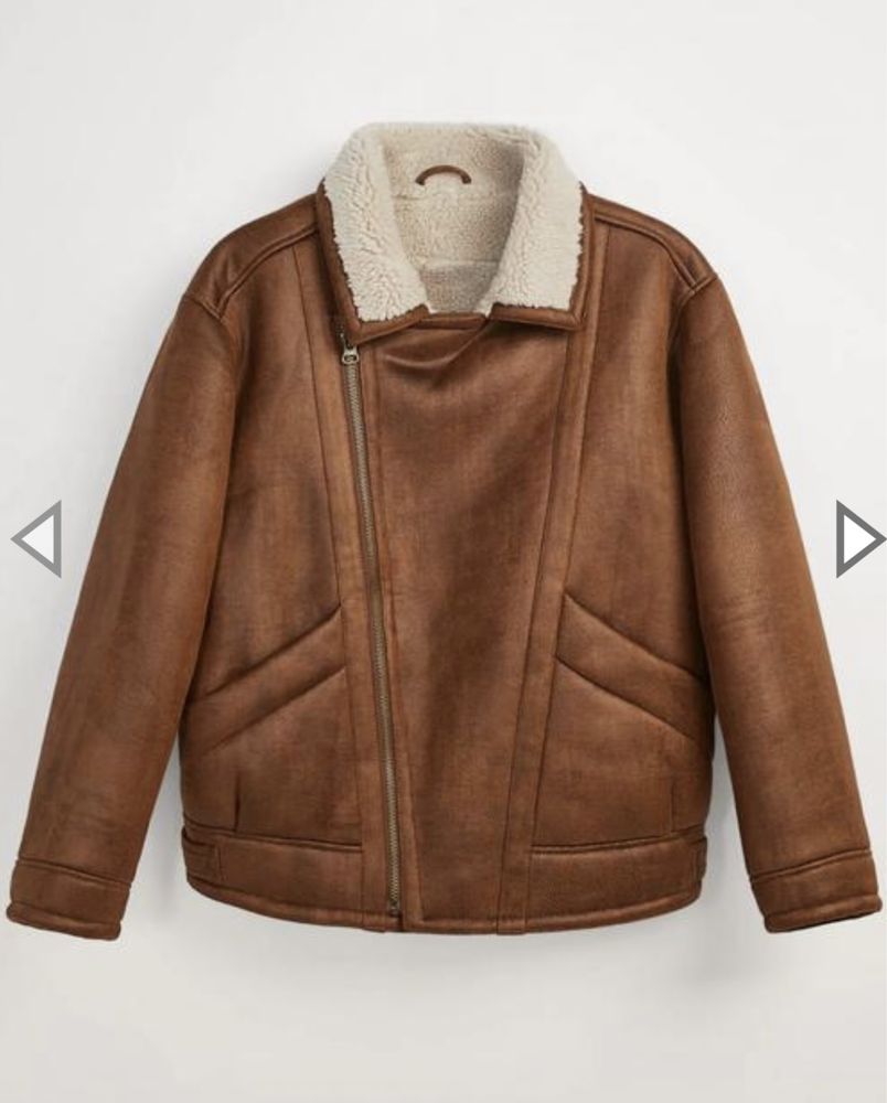Мужская Дубленка/ куртка косуха с мехом из овчины Zara / р-р S