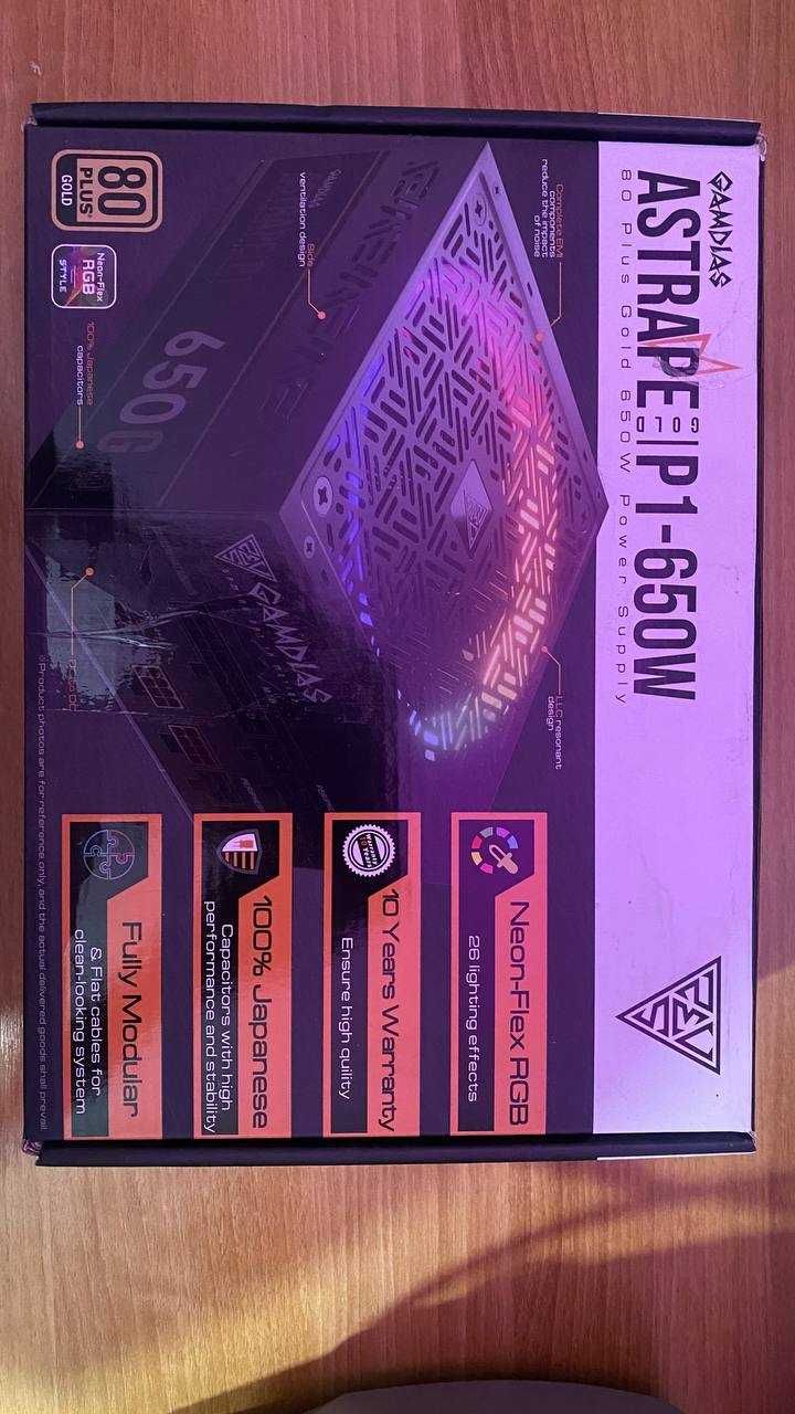 Блок питания ASTRAPE P1-650G 80PLUS GOLD ‹650W, RGB, APFC,135mmFAN›