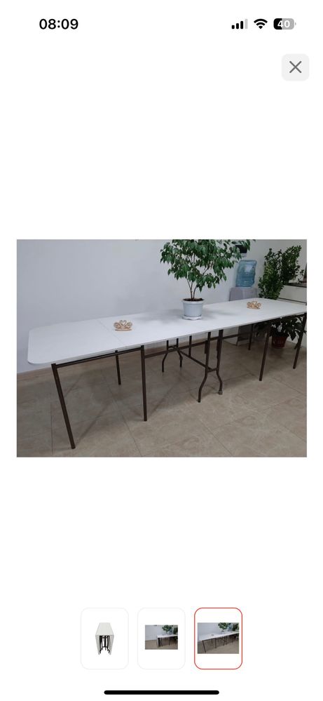 Стол-книжка NZ складной, 270х90x78 см, ЛДСП, белый