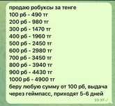 100 robux - 490ТГ
выдаю через геймпасс
приходят 5-6 дней , комиссию п