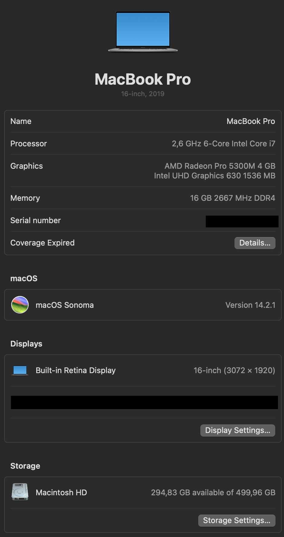 Ноутбук MacBook Pro 16" 2019