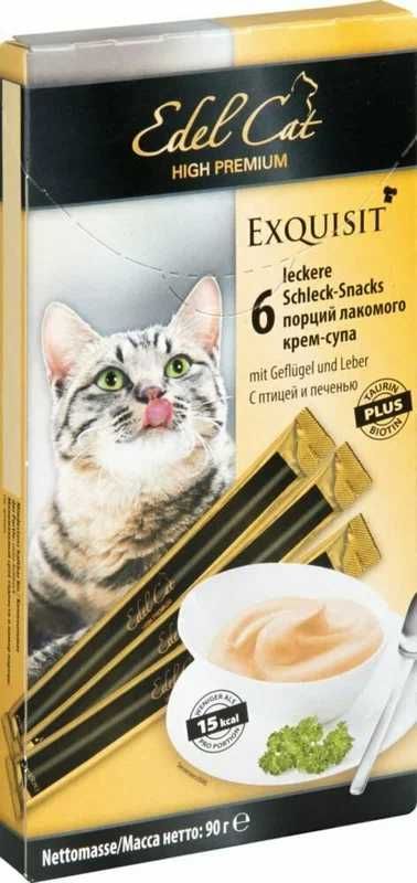 Edel cat - Крем-суп со вкусом птицы и печени, упаковка 6 шт x 15 гр