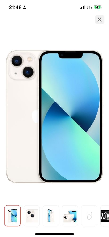 Смартфон Apple iPhone 13 128Gb белый,аккум 99%
