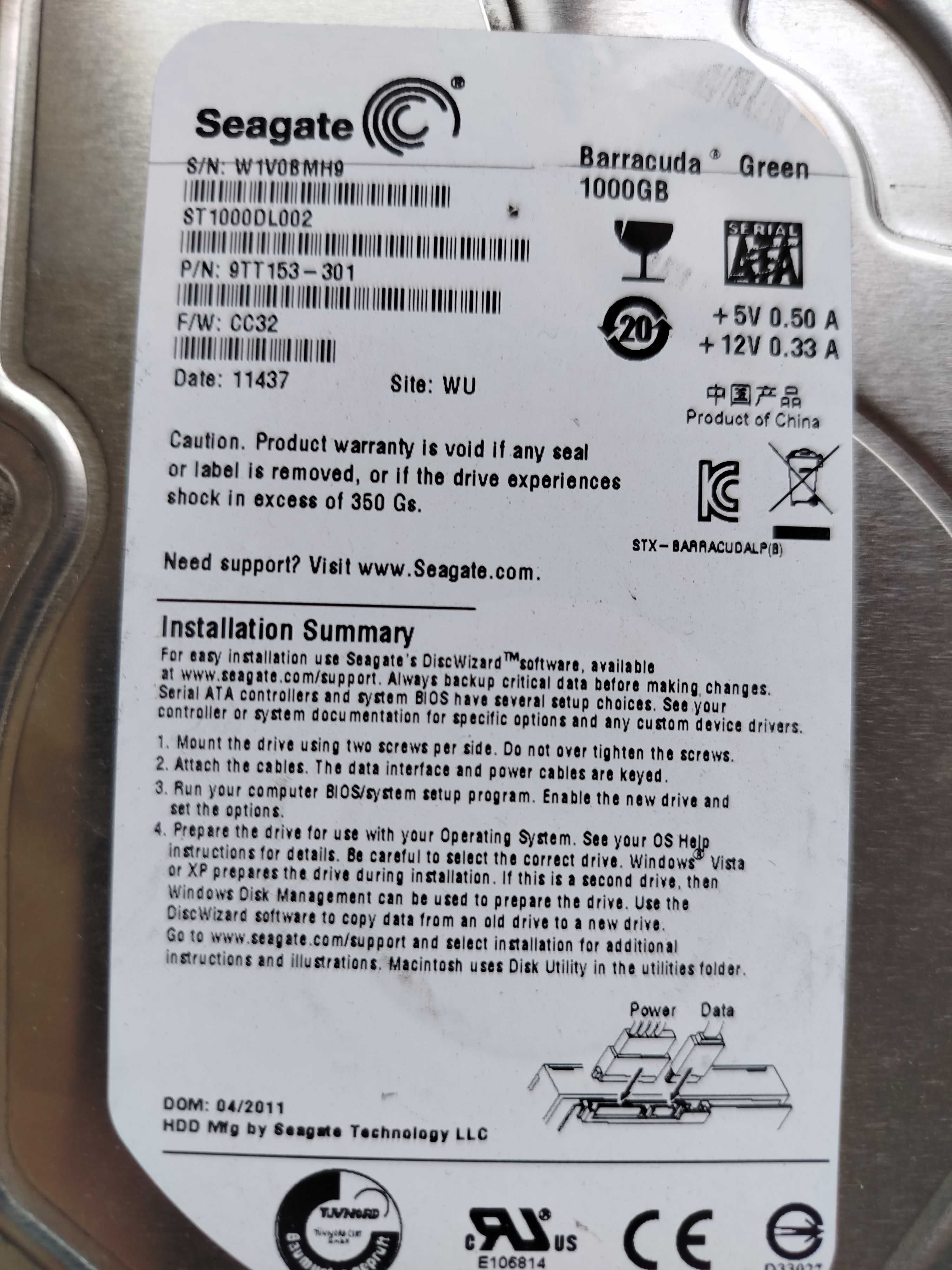 Жёсткий диск Seagate barracuda на 1000гб