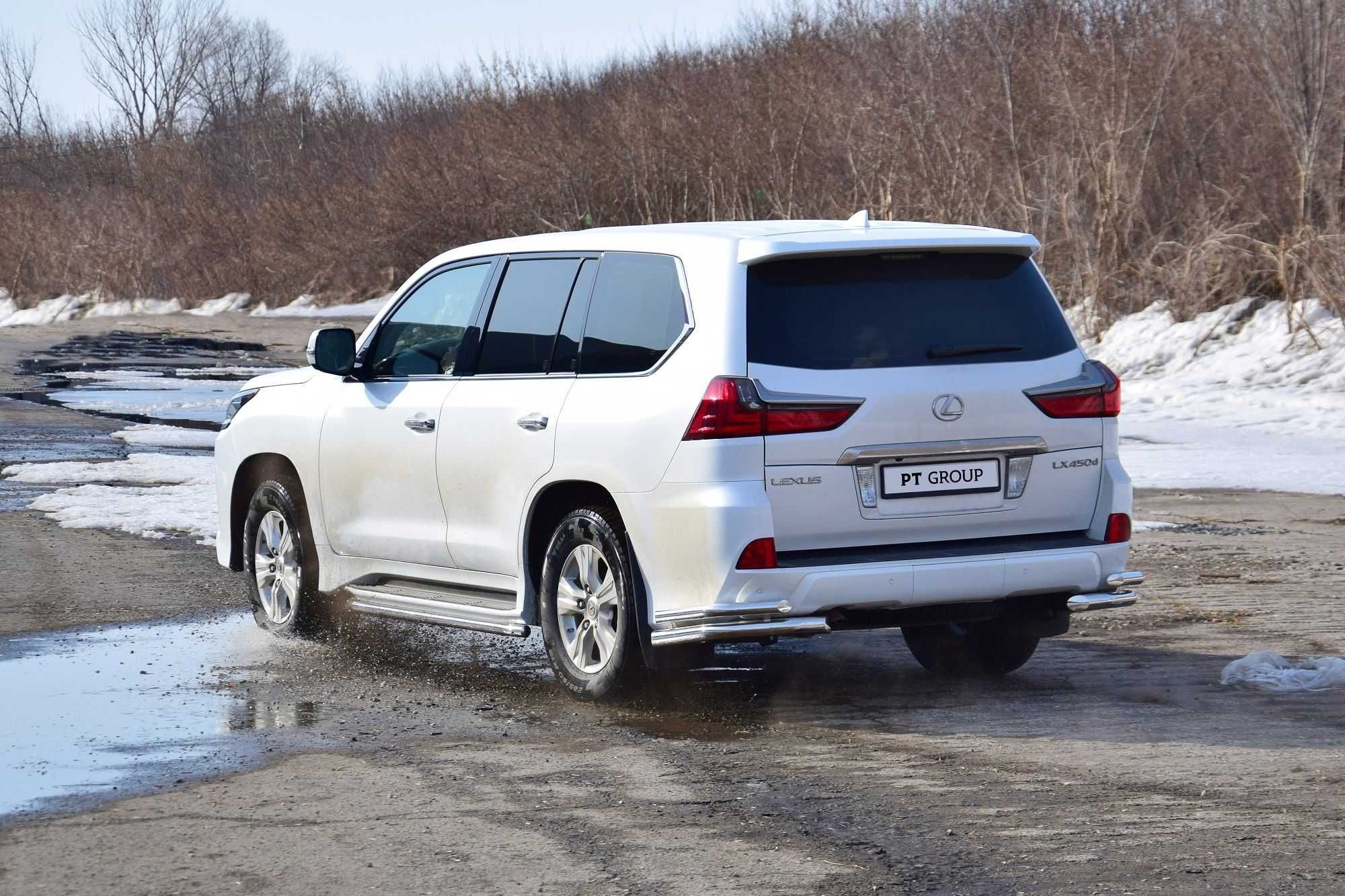Защита заднего бампера угловая LEXUS LX 450D от 2015 г.в.