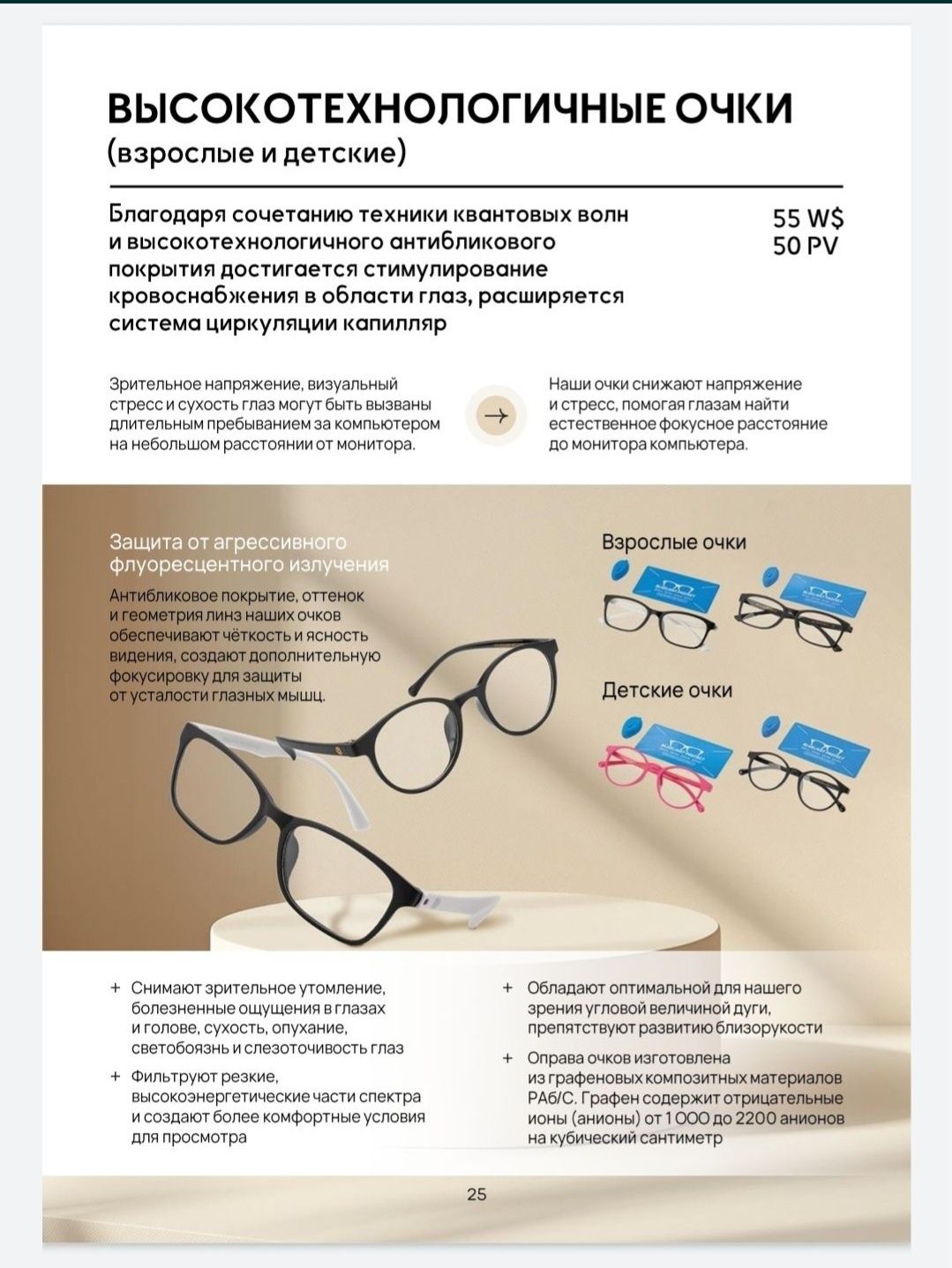 Компьютерные очки с графеном ( коррекционные) Whieda.