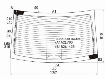 Стекло заднее с обогревом  Hyundai Sonata
