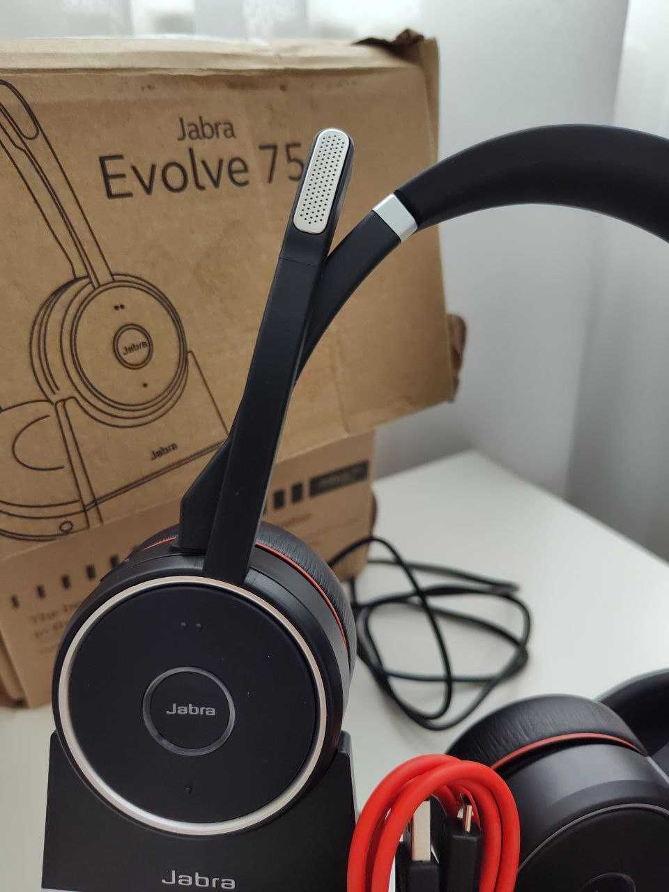 Новые наушники Jabra Evolve 75 + Зарядная база + USB донгл гарнитура