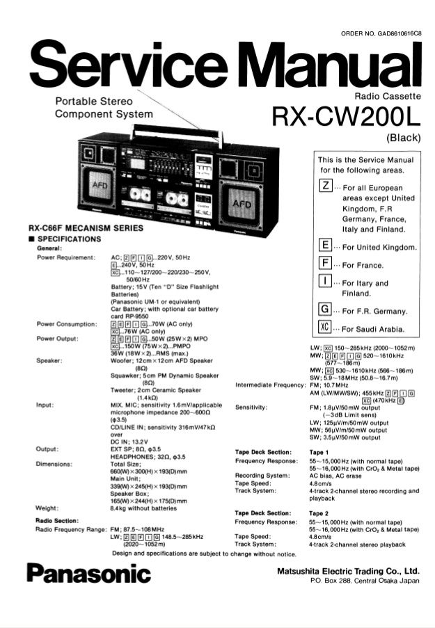 Panasonic rx-cw 200l японский
