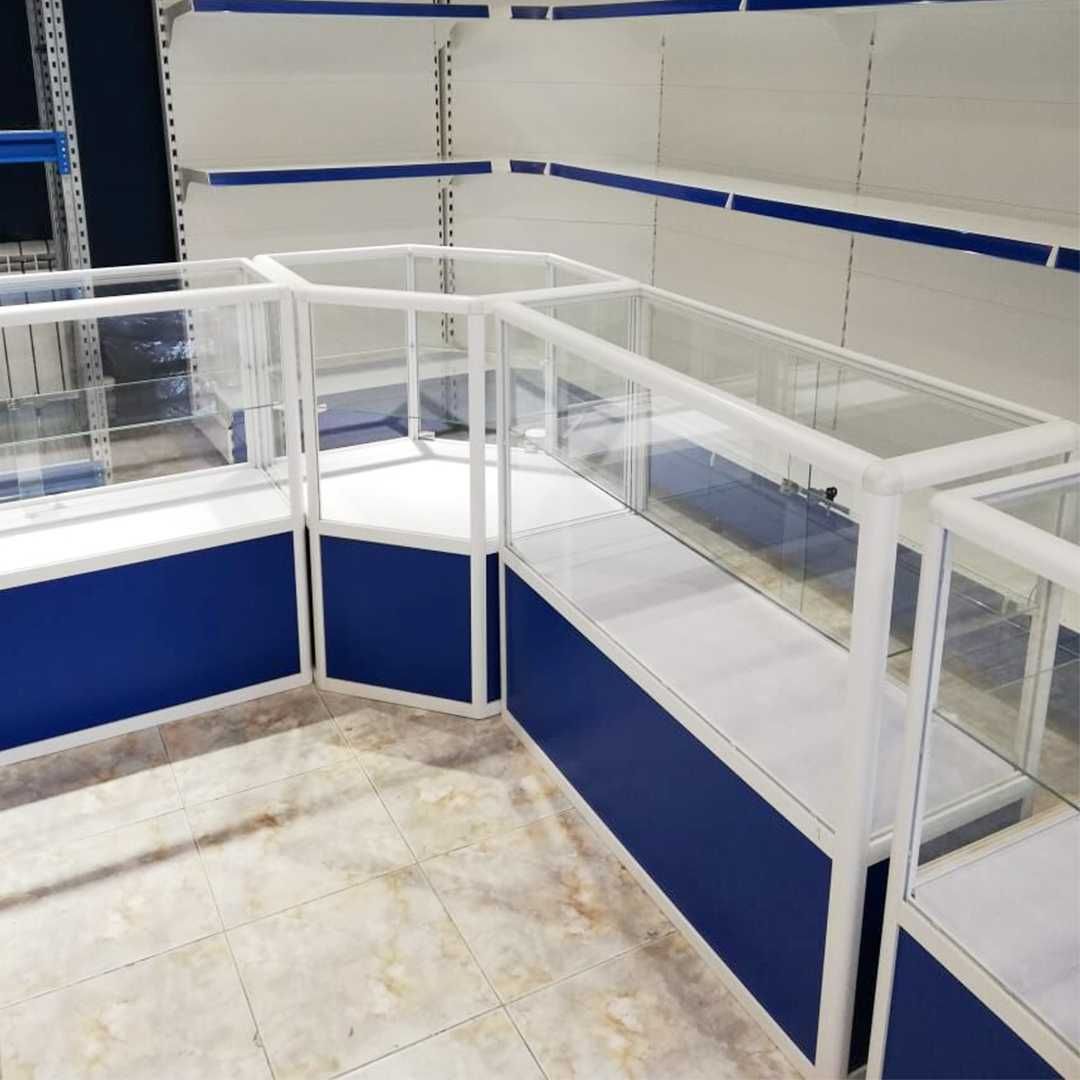 Прилавок витрина стеклянная из профиля, оборудование для магазина alvp