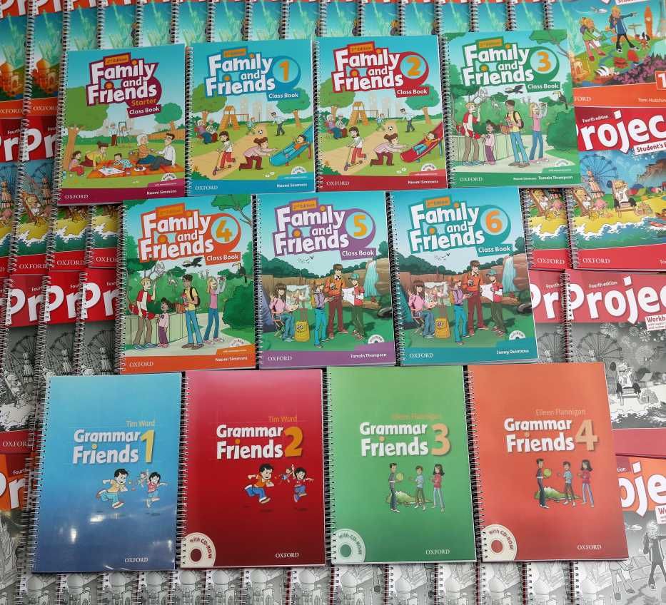 Family and Friends 0-6, Fly High 1-4, English File, Solutions, Headway