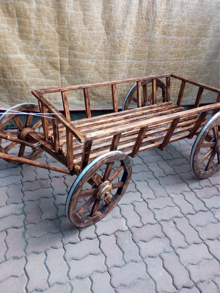 Телега из дерева, тележка, арба, декор из дерева