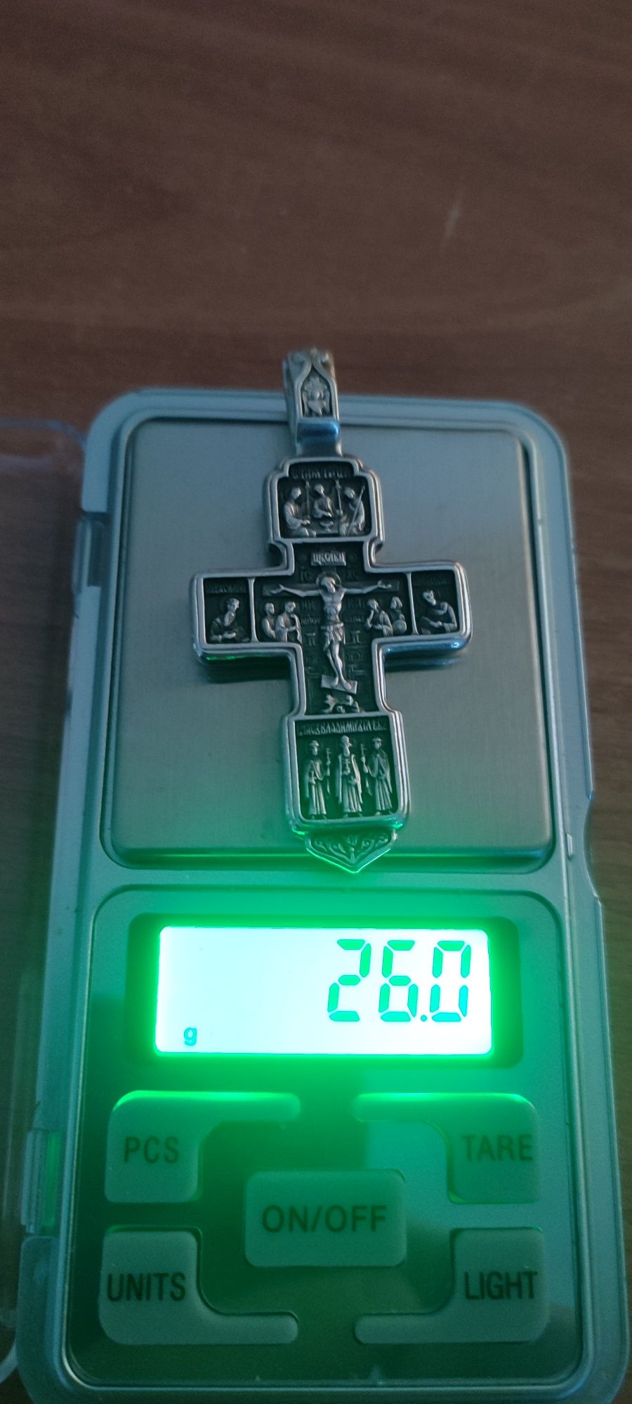 Крестик 2 сторонний , 925 проба, 26 грамм,отличное состояние!