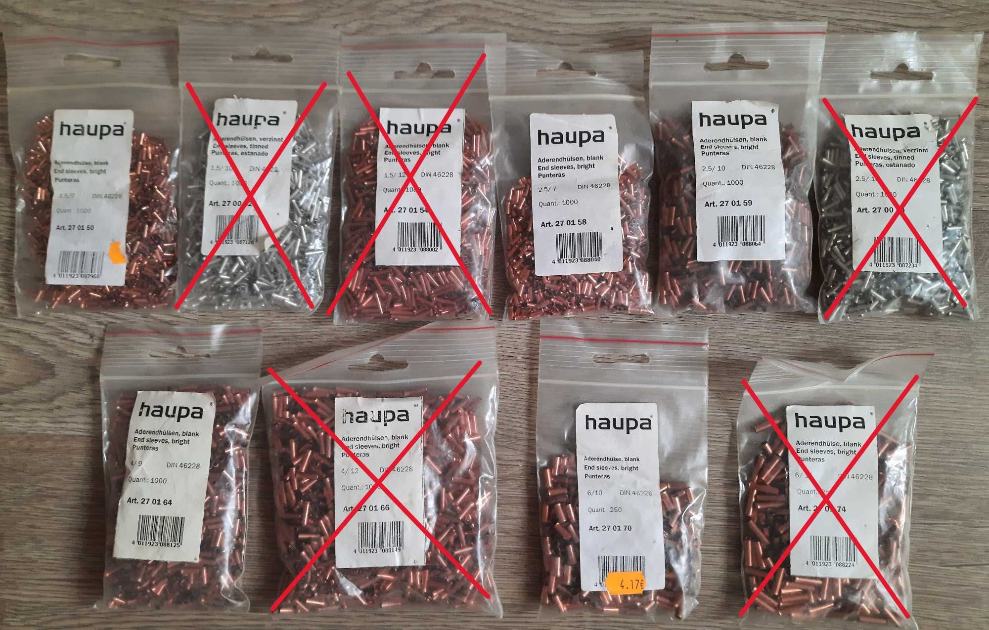Клеммы, гильзы, НШВ, НШВИ и др.  HAUPA, WEITKOVITZ (Германия)