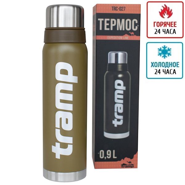 Термос Tramp 0.9л оливковый и черный, 24 часа, доставка