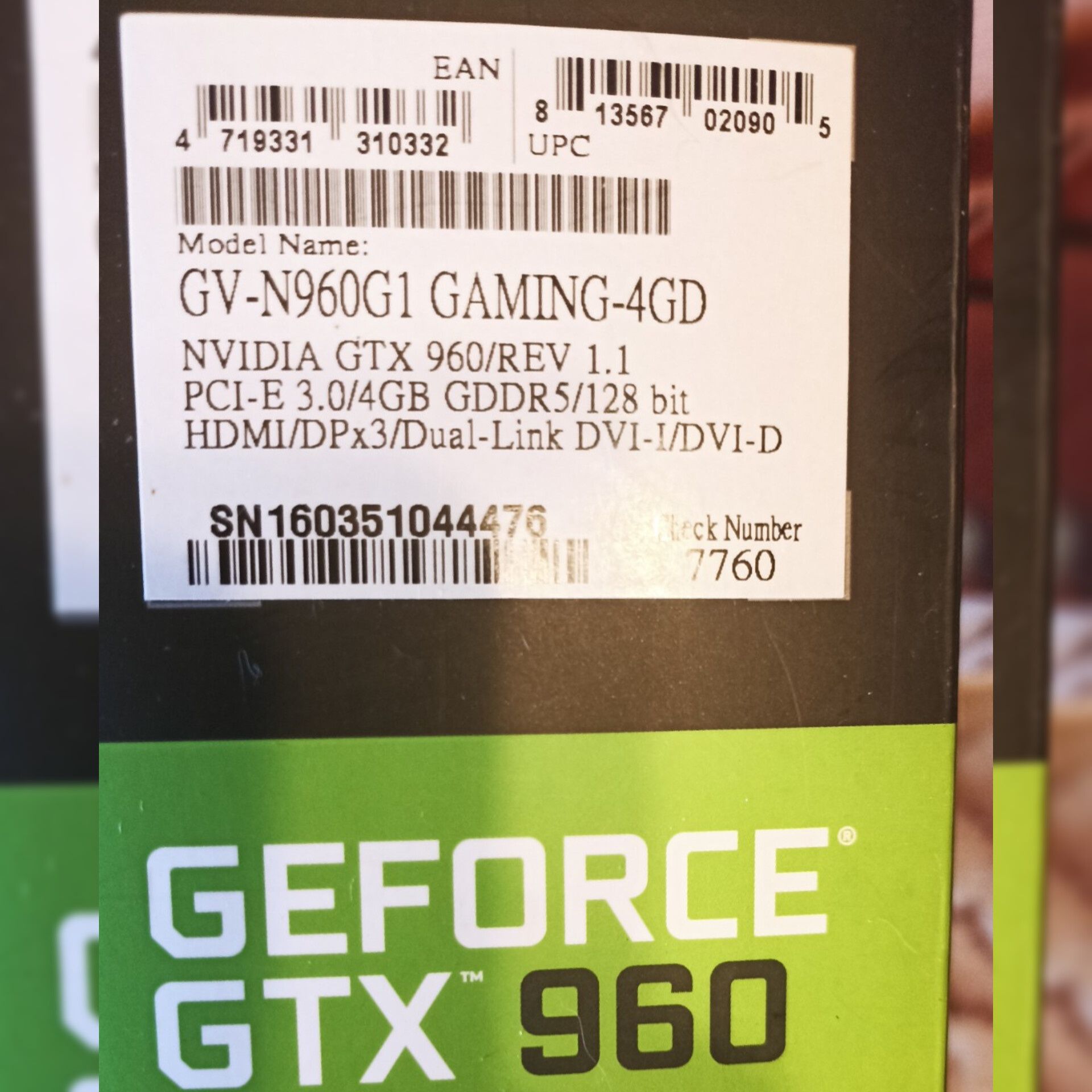 Gigabyte gtx 960 4gb g1 gaming/ rev 1.1