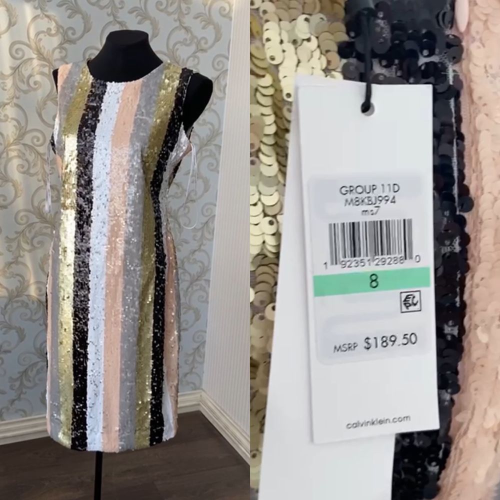Новое платье бренд Calvin Klein . Вечернее паетки.