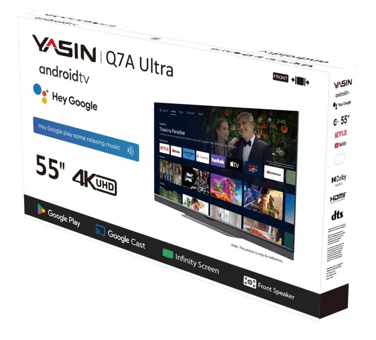 Smart Android UHD TV 140см! Новинка Yasin 55Q7A с глубокими басами !