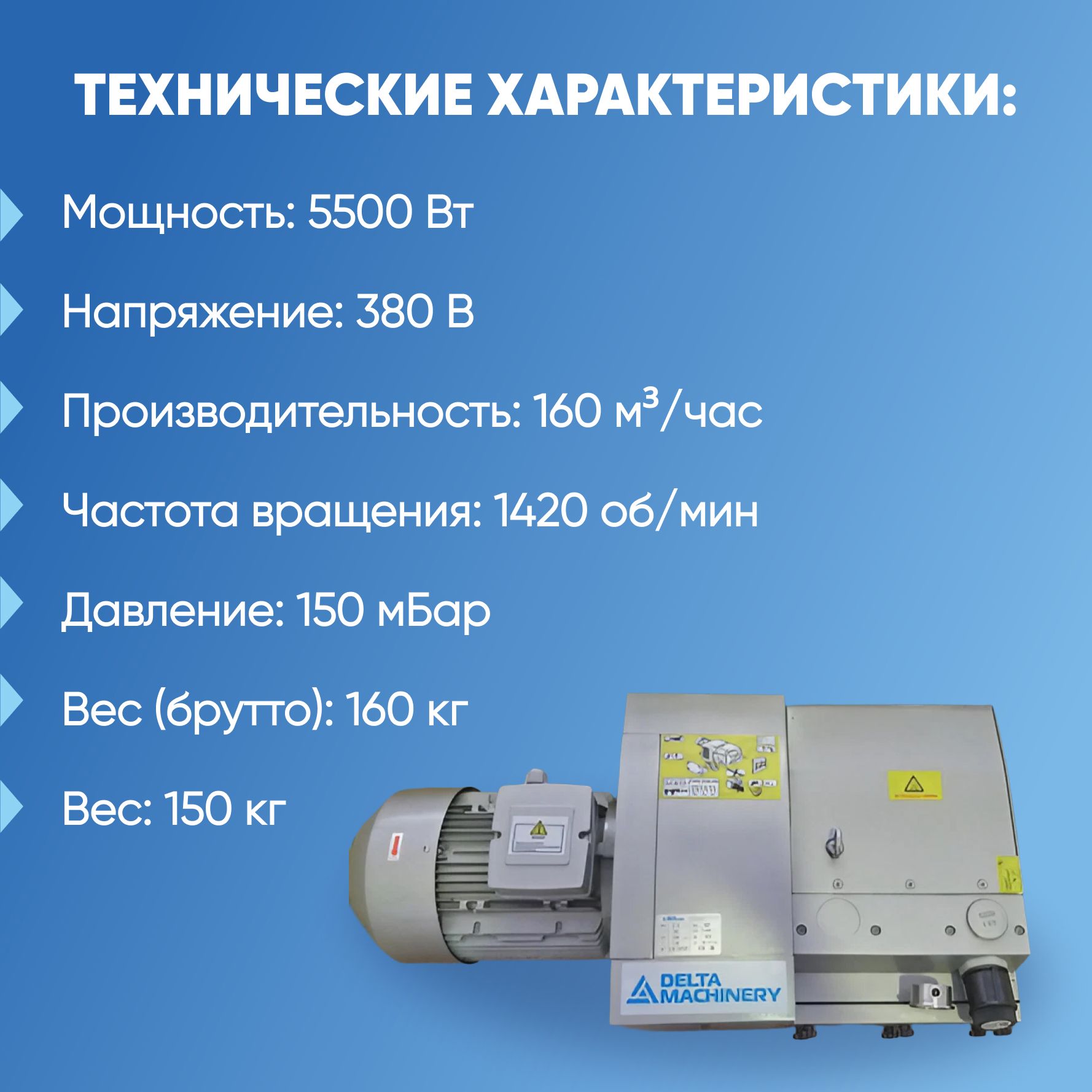 Пластинчато-роторный вакуумный насос DELTAMACHINERY DM-KVF160