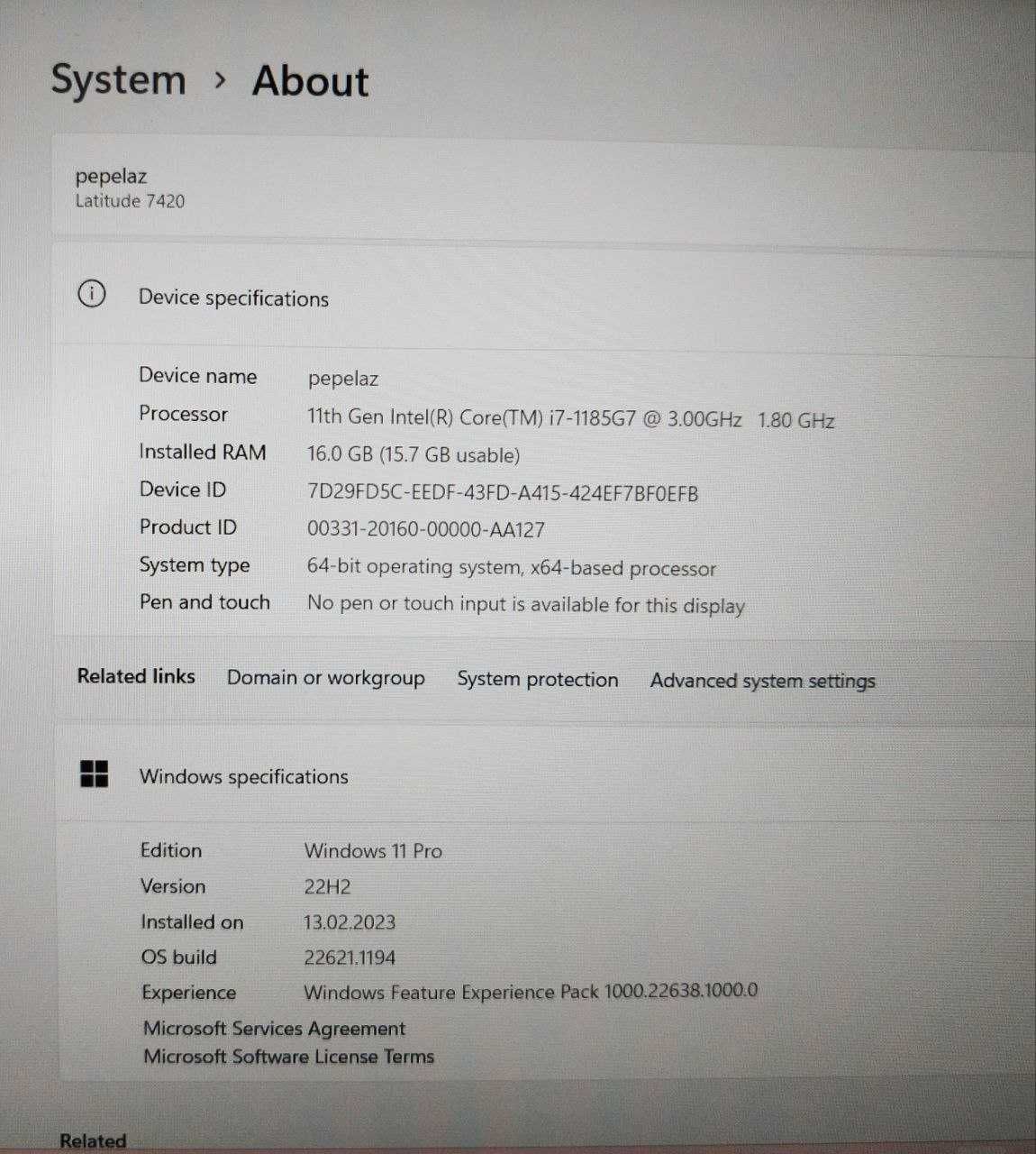 Ультрабук Dell Latitude 7420, core i7, 16Gb RAM , 512Gb SSD