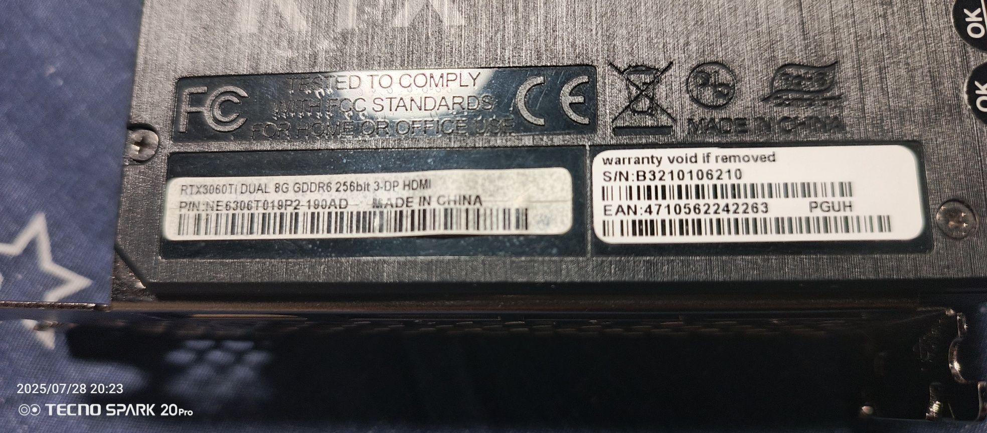 Видеокарта RTX3060ti от palit dual  8gb
