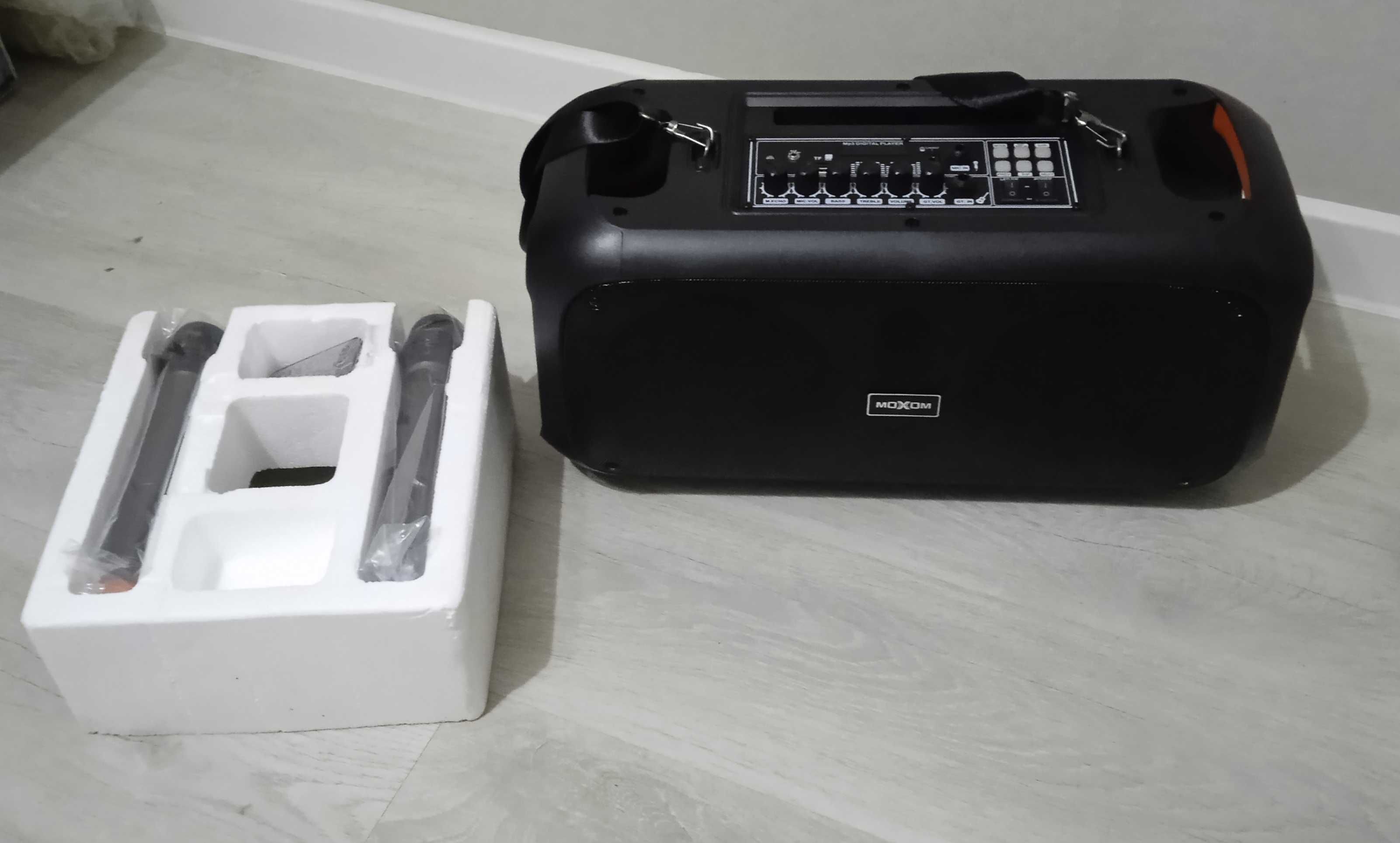 колонка Moxom MX-SK52 черный + микрофоны 2 шт