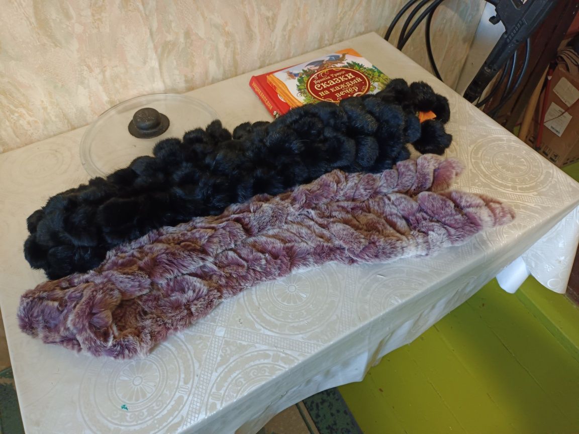 Меховой женский шарф из натурального меха