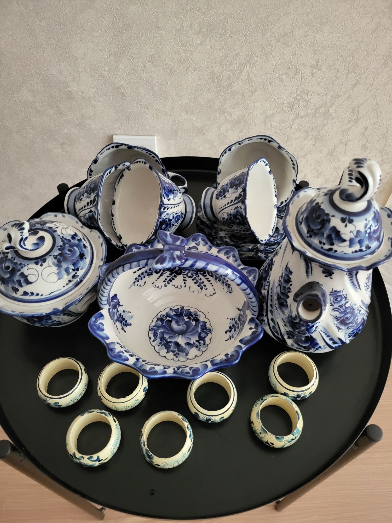 Чайный набор Гжель и глинянный