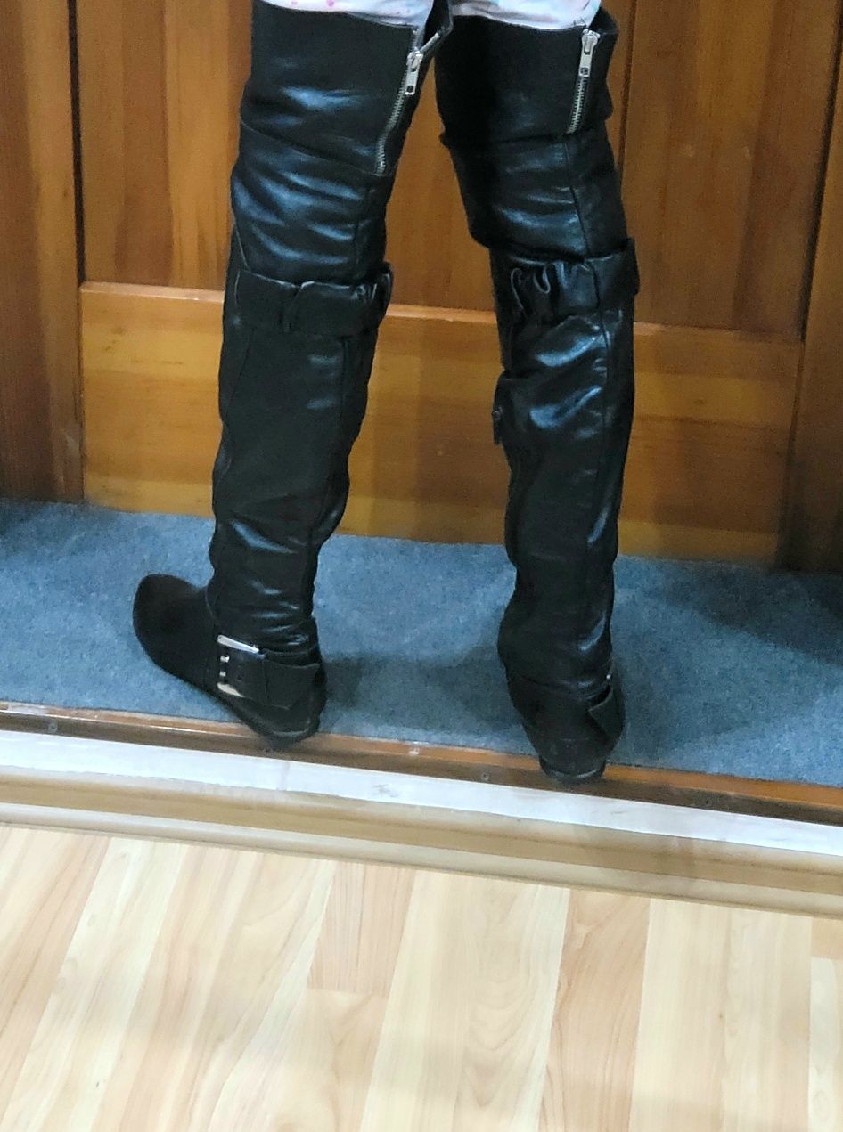 Сапоги ботфорты зимние