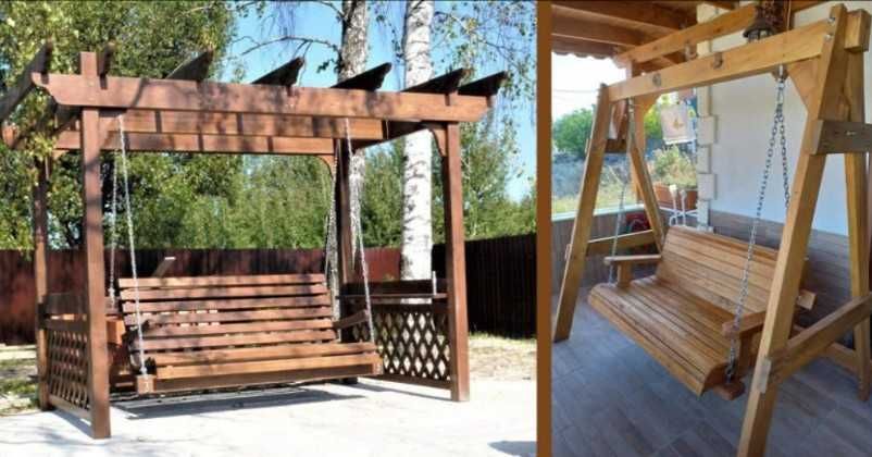 Садовая мебель, качели, арки и декор из дерева для сада и дачи