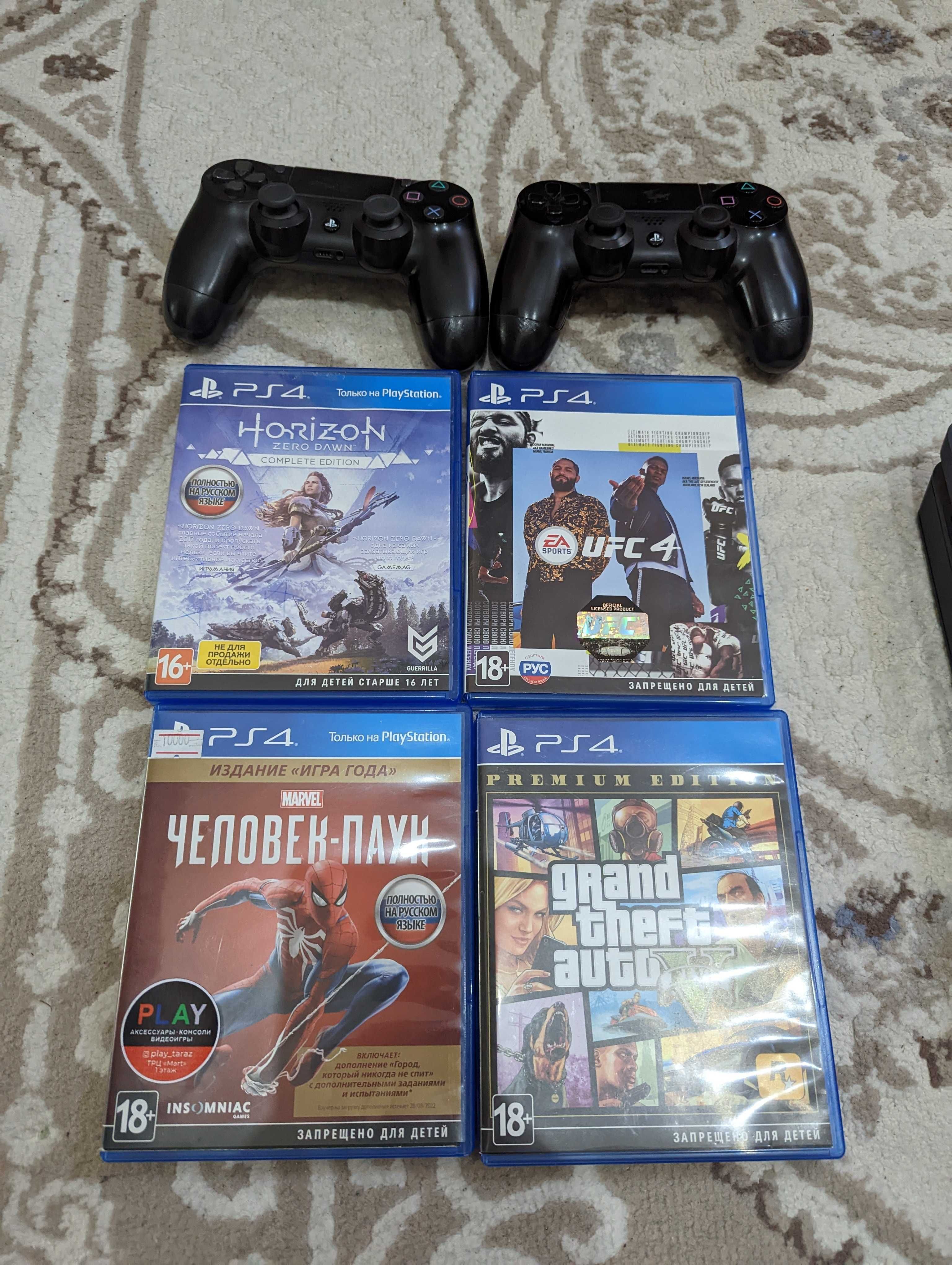 PS 4 Slim 1Tb 2 джойстика  + 5 Игр