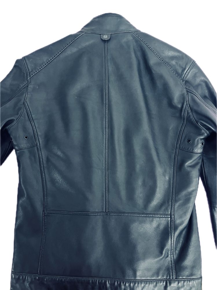 Мужская дорогая кожаная куртка Massimo Dutti. 100% мягкая кожа наппа