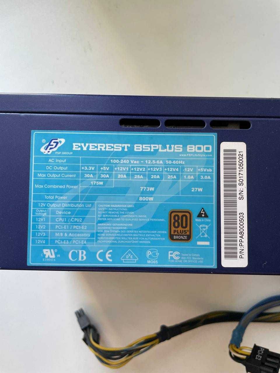 Блок питания FSP Everest 85PLUS 800W