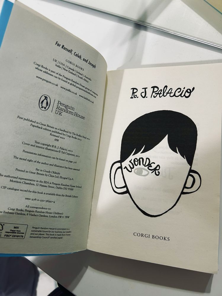 «Wonder» оригинальная книга R.J. Palacio