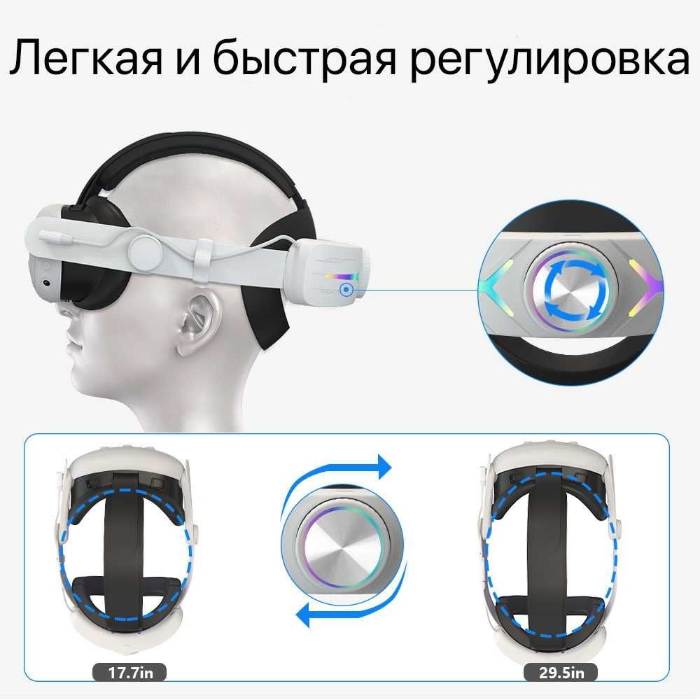 Очки виртуальной реальности Meta Quest 3 + крепления с аккумулятором