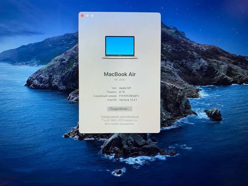 MacBook Air M1 2020 Apple M1/8GB LPDDR4X/SSD 256GB/Цикл 134