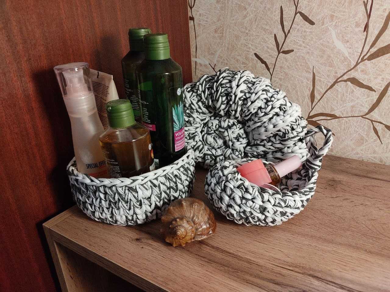 Декоративные корзины. Подарочный набор. Из трикотажной пряжи.