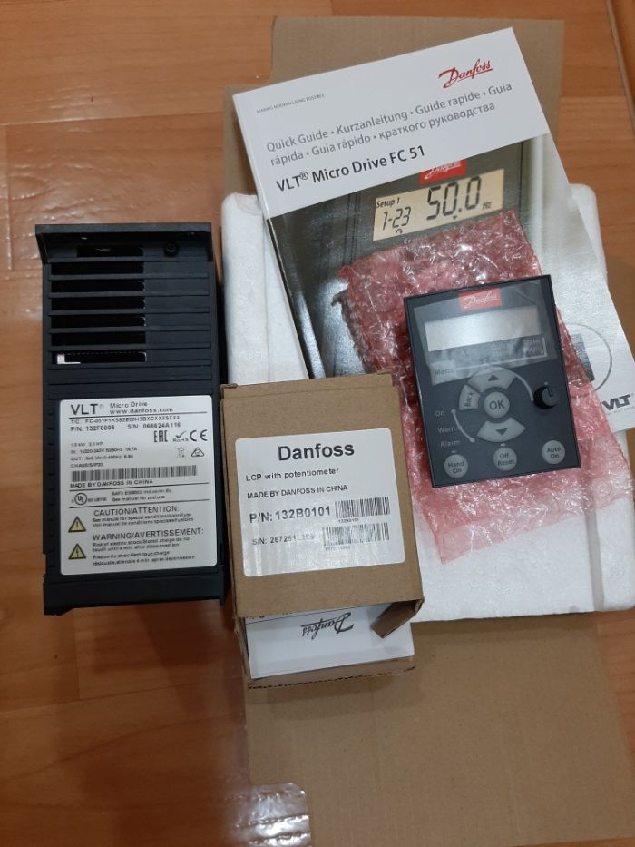 Частотный преобразователь Danfoss  0.75кВт   1,5кВт 220в. Новый.