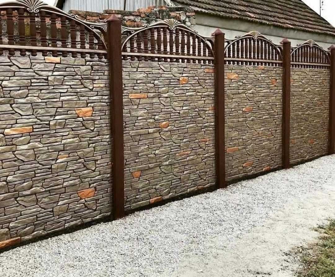 Еврозабор с установкой, ворота, шлакоблок, ограда, забор, коршау кирпи