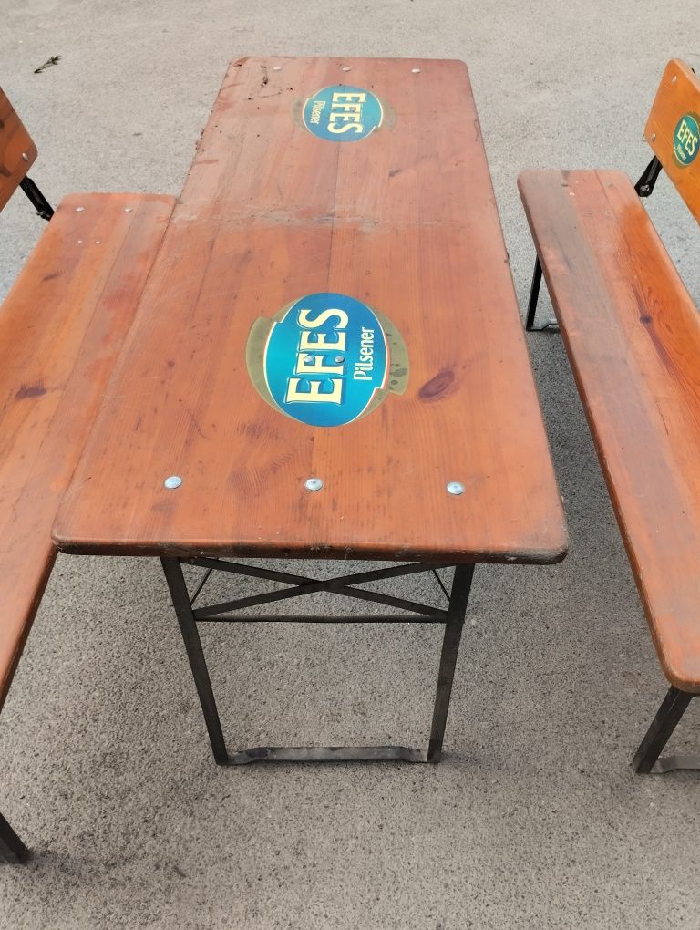 Стол и лавочки деревянные складные