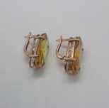 Серьги , 9 гр. ,цитрин, золото, 585,